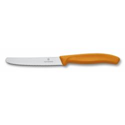 Картинка Нож кухонный Victorinox SwissClassic для томатів, 11 см, волн.лезо, помаранчевий