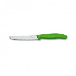 Нож кухонный Victorinox SwissClassic для томатів, 11 см, волн.лезо,зелений (6.7836.L114)