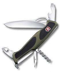 Нож  Victorinox Delemont RangerGrip 61, 130 мм, зелений / чорний (0.9553.MC4)