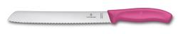 Картинка Нож кухонный для хліба Victorinox SwissClassic, хвил. лезо, 21 cм, рожевий, блістер