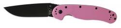 Картинка Нож Ontario RAT Folder, пряма РК, чорний клинок, рожева рукоять