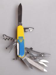 Картинка Нож Victorinox Handyman 91мм, жовтий з лог.Ствол і прапором України в подар.коробці