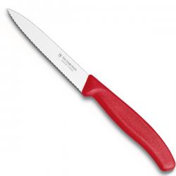 Картинка Нож кухонный Victorinox SwissClassic,10см, з хвилястим лезом, червоний