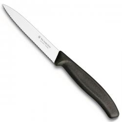 Нож кухонный Victorinox SwissClassic,10см,хвилясте лезо,чорний (6.7733)