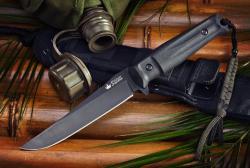 Картинка Нож Kizlyar Supreme Croc Черный AUS8, черные ножны,Kizlyar Supreme