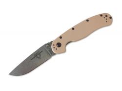 Картинка Нож Ontario RAT Folder-Stonewash клинок, пряма РК, піщана рукоять, 12,7 см клин.