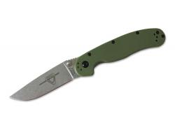 Ontario RAT II Folder - Stonewash клинок, пряма РК, зелена рукоять, 7,6 см клин. (8881GR)