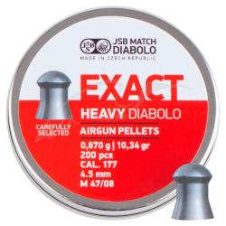 Картинка Пули пневматические JSB Diabolo Exact Heavy, 4,52 мм , 0,670 гр. (200шт/уп)